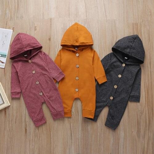 PatPat Baby Solid Cardigan Design Hooded Long-sleeve Jumpsuit