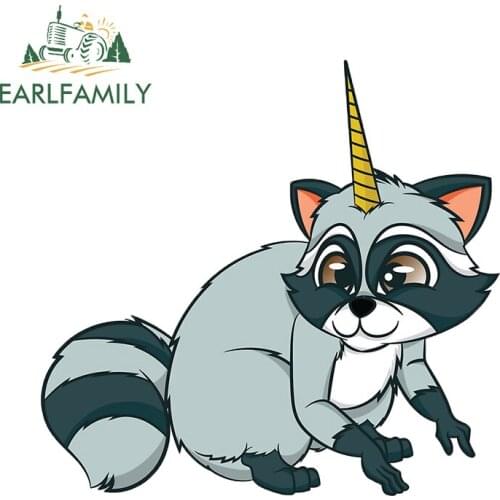 EARLFAMILY 13cm x 12.7cm for Raccoon Trash Panda Unicoon Car Stickers and Decals Vinyl Waterproof Window Trunk JDM Decoration