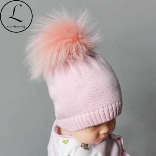GZHILOVINGL 100% Cotton 5 Month-3 Years Ins Hot Baby Kids Boys Girls Children Winter Warm Knitted Skullies Beanie Fur Pompom Hat