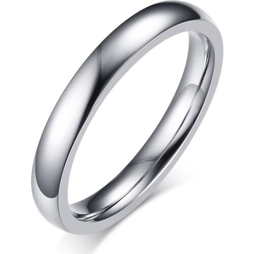 High Quality Simple Womens Silver-color Ring Trendy 3 mm Stainless Steel Wedding Bands for Women Party Anniversary Jewelry