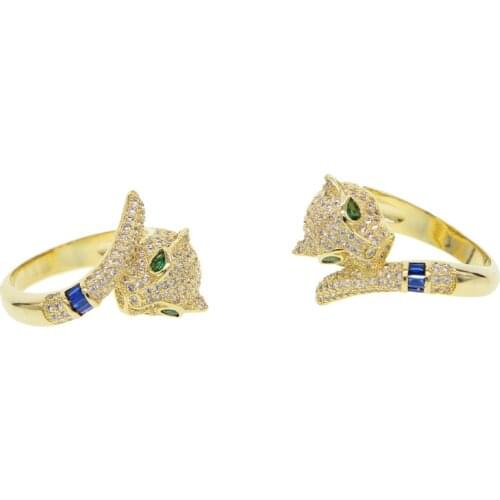 Minimal delicate Gold color cute animal women open knuckle finger ring size 6 7 8 high quality leopard charming midi rings