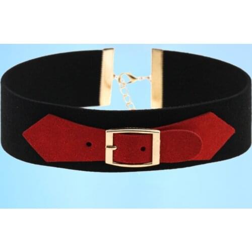 Fashionable Gothic velvet choker necklace with personalized belt buckle, bow tie, PU leather collar, collarbone chain choker