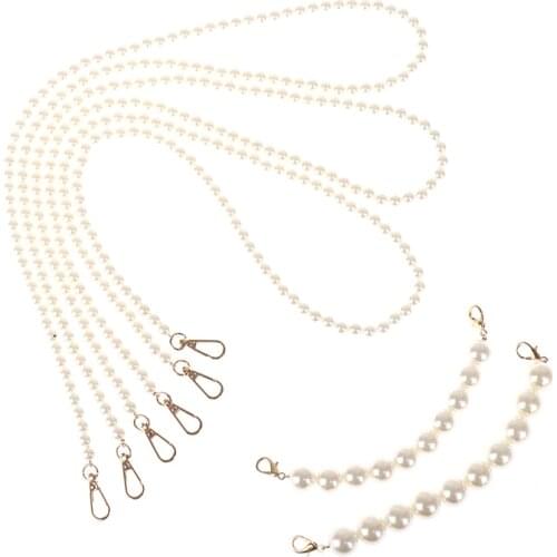 Fashion 1pc Handle Imitation Pearls Clutch Bag Strap Purse Bag belt wallet belt Wrist Bag Chain