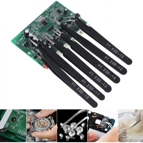 Tweezers Kit 6pcs/set Stainless Steel Tweezers 1.0MM Anti Static Fix Repair Tool Kit for Electronics / Jewelry / Fine Crafts