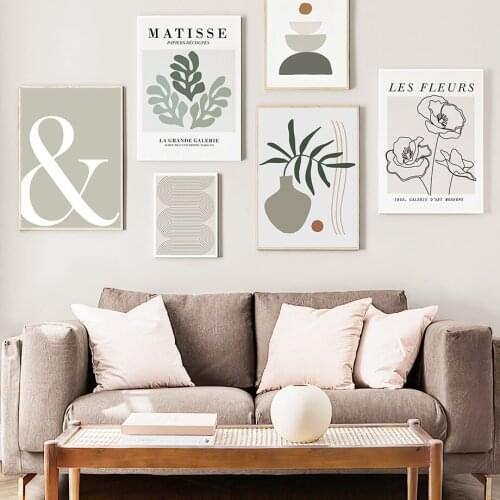 Wall Art Canvas Painting Matisse Coral Flower Leaf Line Modular Sun Nordic Posters And Prints Decor Pictures For Living Room