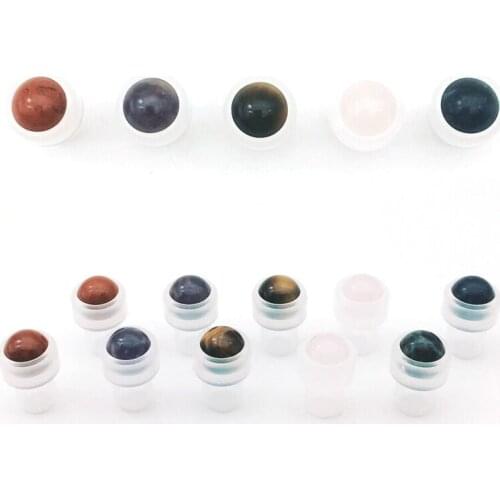 Natural Gemstone Roller Ball Fit thin 1ml 2ml 3ml 5ml Perfume Essential Oil Roller On Glass Bottle X 50