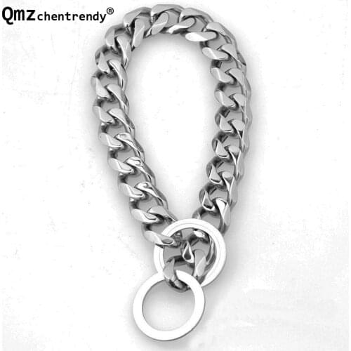 Top quality 19mm 12~34 inch Tone Double Curb Cuban Pet Link Stainless Steel Dog Chain Collar Wholesale Pet Necklaces