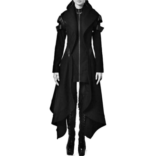 Autumn Gothic trench Vintage Fashion Women Overcoats Slim Plain Belt Girls Winter Warm black Female Gothic Coats
