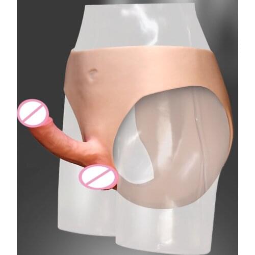 Full Silicone Strap On Dildo Unisex Hollow/Solid Dildo with Scrotal Realistic Strapon Wear Penis Pants Sex Toy for Women Men Gay