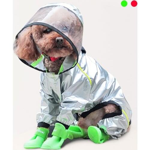 Pet Dog Raincoat Transparent Hooded Jumpsuit Dogs Waterproof Coat Water Resistant Clothes for Dogs Cats Pet Jacket for Rainy Day