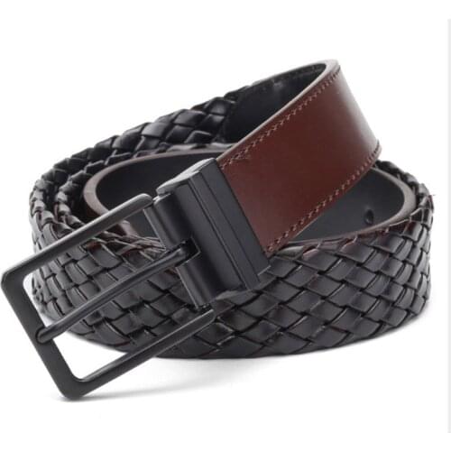 Anxianni belt leather woven belt mens belt fashion men and women models German recycled leather belt