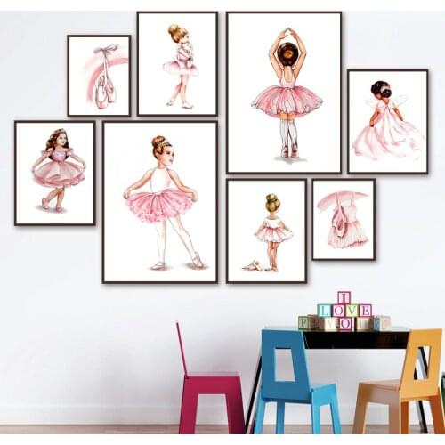 Self-adhesive Wall Sticker Pink Ballet Shoes Girl Princess Swan Poster Wall Art Nordic Posters Bar Kawaii Room Decoration