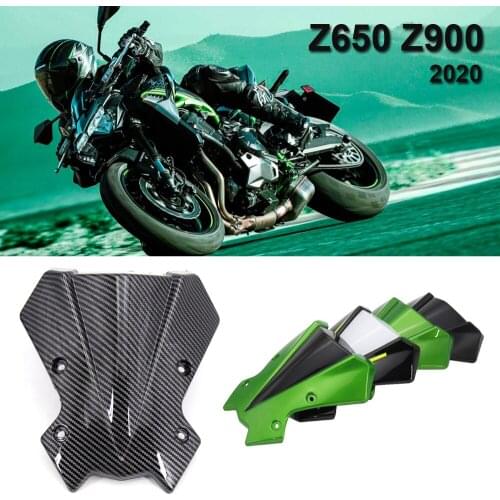 Motorcycle windshield sun visor front fairing windshield carbon fiber sports windshield suitable for Kawasaki Z650 Z900 20-21
