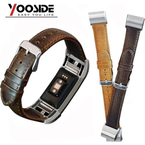 YOOSIDE Genuine Leather Replacement Watch Bands Strap Bracelet Wristband for Fitbit Charge 2