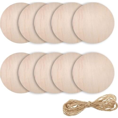 10 Pack Wood Blank Circles Unfinished Round Wood Board Crafts Wood Slices Discs for Painting Door Pendants Decoration
