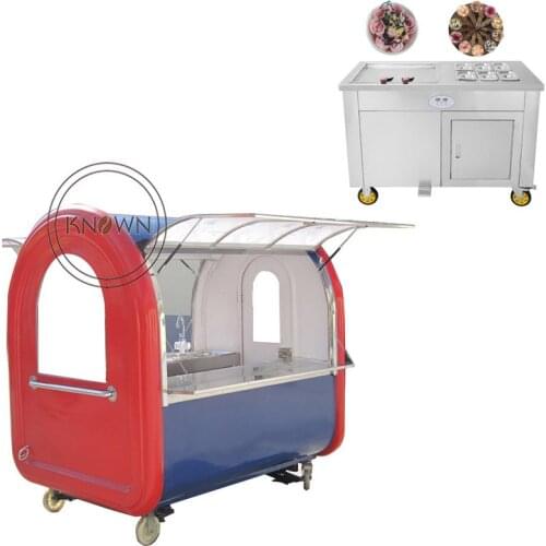 2.2m mobile food truck food cart with fried ice cream roller machine with more model options