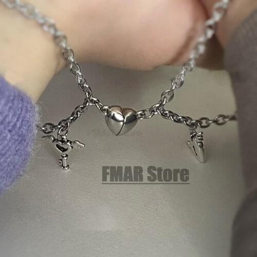 2Pcs/Set Magnet Couple Bracelets Heart Attraction Bracelet Stainless Steel Charm Jewelry Gifts Magnetic Love Bracelet Dropship