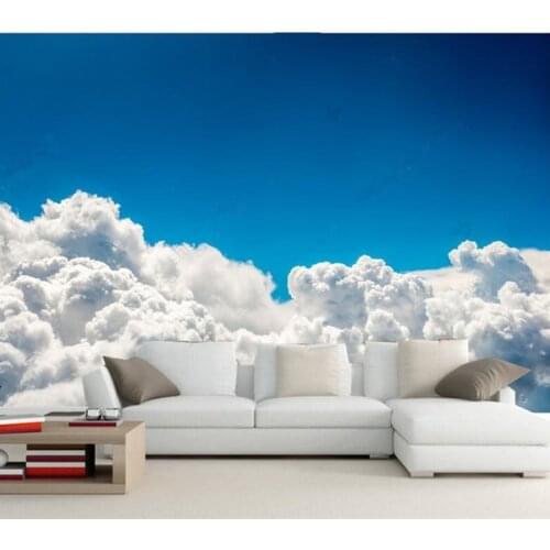 Custom 3D murals,blue sky white cloud 3d background wallpaper,hotel restaurant living room sofa TV wall bedroom papel de parede