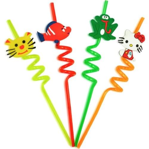 3D Party Bar Straws Creative Cute Flexible Plastic Cocktail Drinking Straw Hawaiian Party Decoration LX6966