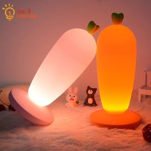 Atmosphere Cute Cartoon Carrot Night Nights with Touch Switch USB Charging Home Decor Kids/boys/girls Room Bedside Restaurant