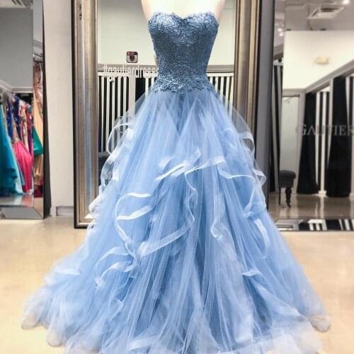Ball Gown Prom Dress 2019 Sweetheart Neck Ruffles Layer Tier Sweet 15 Dress Long Candy Color Formal Event Party Dress
