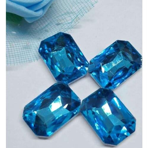 Turquoise blue Rectangular Crystal Glass Sewing Rhinestones Pointback DIY Wedding Dress 4*6 6*8 8*10 10*14 13*18 18*25