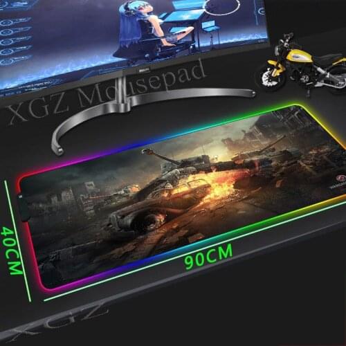 XGZ Large RGB Gaming Mouse Pad Black Lock-edge 3d Movie Tank with Car Student Computer Keyboard Desk Mat Rubber Striped Non-slip
