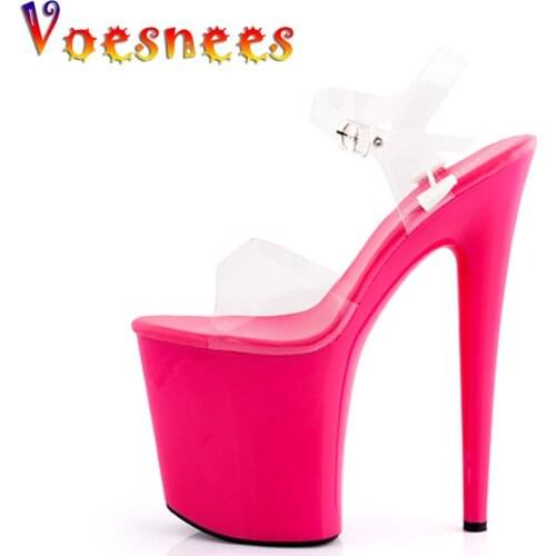 Voesnees Sandals Women Platform Multicolor European Shoe Sexy Nightclubs T stage Shows Ultra High heels 20cm Plus-size 43
