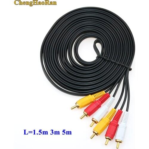 ChengHaoRan 3RCA Male to 3 RCA Male Composite Audio Video AV Cable Plug 3X RCA 1.5m 3m 5m Gold-Plated RCA Audio Cable