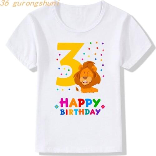 Boy T Shirt for Girls Tops Cartoon Animal Number 2 3 4 5 8 9 Years Birthday Graphic Tee Children Kids Boys Clothes 8 To 12 Years