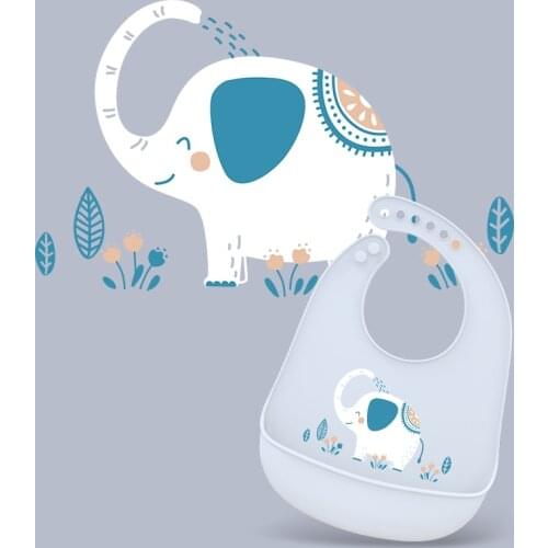 Animal Picture Baby Bib Adjustable Waterproof Saliva Dripping Bibs Soft Edible Silicone Ssaliva Towel Dropshipping