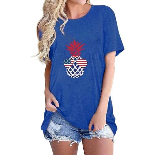 Tie-dye Women T Shirts Casual Cotton Fashion Pineapple Printed Colorful Tee Tops Female Short Sleeve Loose Top חולצות נשים לקיץ