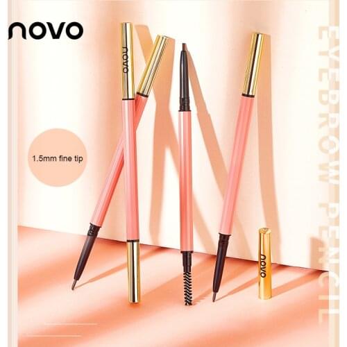 NOVO Double Headed Ultra-fine Eyebrow Pencil Waterproof Sweat-proof No Smudging Long Lasting Natural Makeup Eyebrow Pen TSLM2