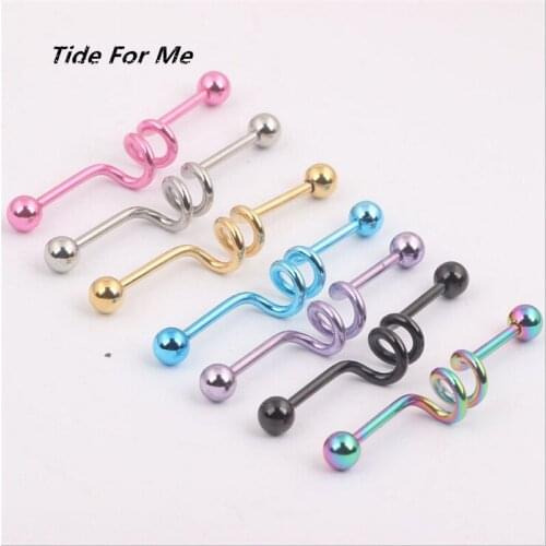 Stainless Steel Helix Tongue Rings Piercing Open Hoop Rings Earring Body Piercing Ear Bone Bar Studs Jewelry Gifts