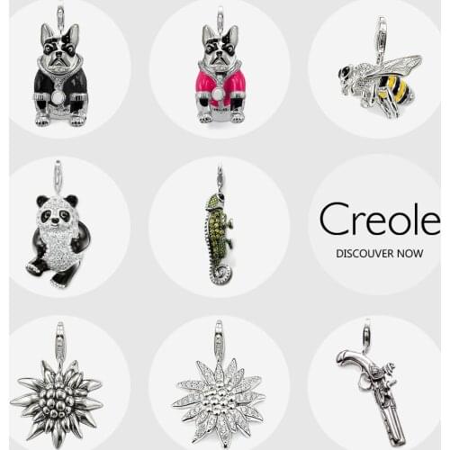 Bulldog Bee Panda Chameleon Snowflake Pistol Necklace Pendant,2019 Fashion Jewelry 925 Sterling Silver Trendy Gift for Women