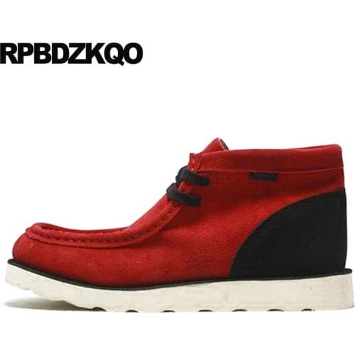 Square toe autumn designer suede genuine leather plus size black high quality footwear fall top Mens shoes booties short boots