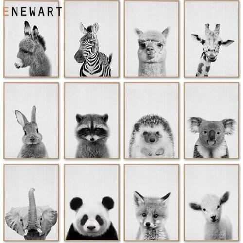 Minimalist Black White Animal Wall Art Zebra Panda Canvas Posters and Prints Giraffe Painting Picture for Living Room Home Decor