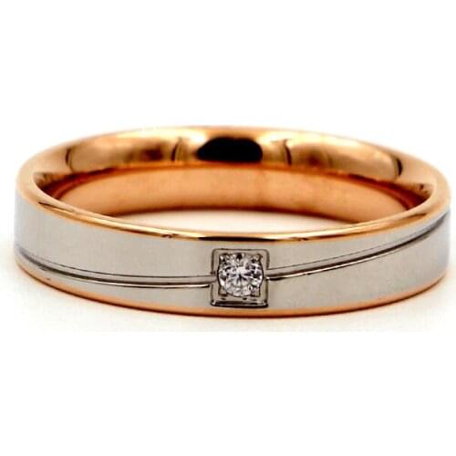 Fashion Stainless Steel Lover Crystal Square Rings Engagement Women Man Rose Gold Color Party Wedding Valentines Day Gift
