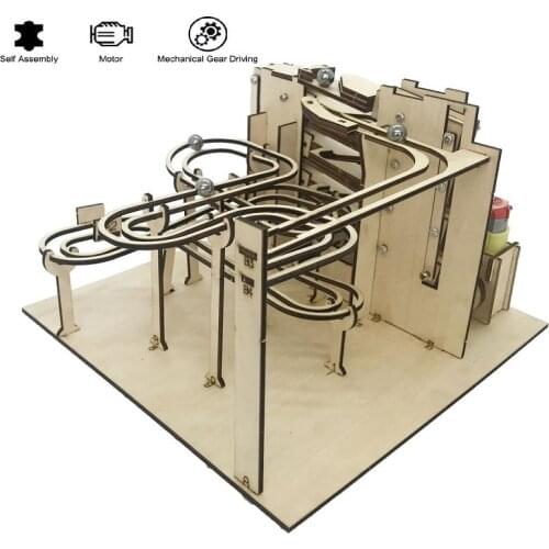 2021 New Model Building Kit 3D Wooden Track Ball Puzzle Marble Run Zuma Electric DIY Assemble Mechanical Gear Engineering Toys