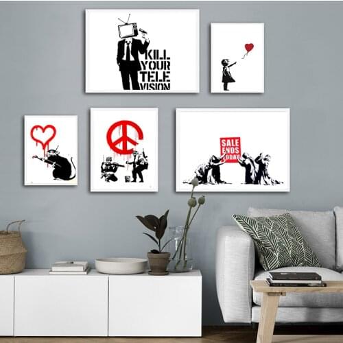 Banksy Art Print Wall Art Canvas Painting Nordic Posters And Prints Wall Pictures For Living Room Abstract Cuadros Decor