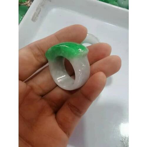 Natural green jade ring hand-carved jadeite jade women men rings natural stone real jade jewelry jade gift jewelry