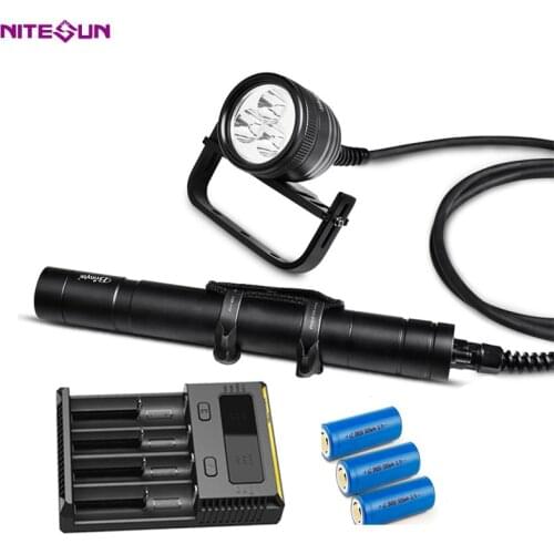 NITESUN DIV10 Scuba Diving Spotlight 3* CREE XM-L2 U4 LEDs max 3000LM underwater 200M waterproof Dive Flashlight with batteries