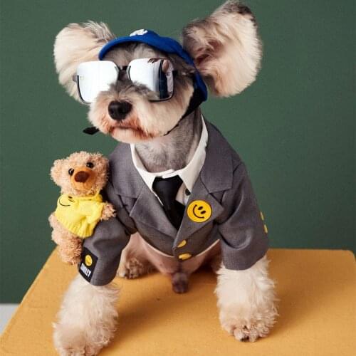 Dog Clothes New Suit For Dogs Pet Jacket Teddy Schnauzer Pet Autumn Winter Clothing For Small Dogs Cat Puppy Coat With Bear Toy