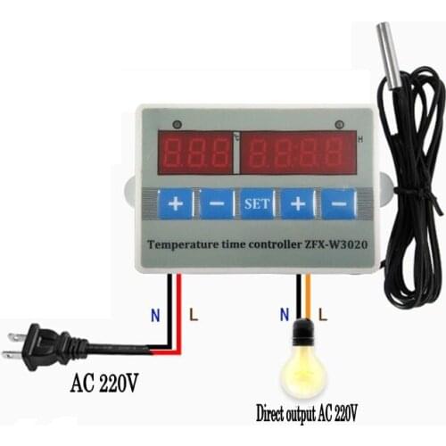AC 220V 12V 24V Digital LED 2 in 1 Timing timer temperature controller Temperature Controller Thermostat control Switch