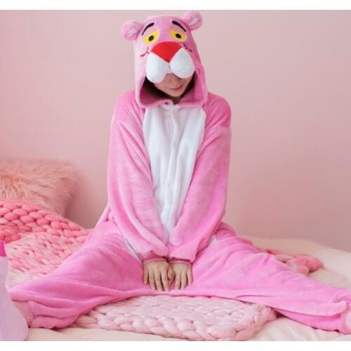 Pink Panther Kigurumi Women Onesies For Adults Animal Pajamas Cartoon Kigurumi One-Piece Pijamas Cosplay Costume For Halloween