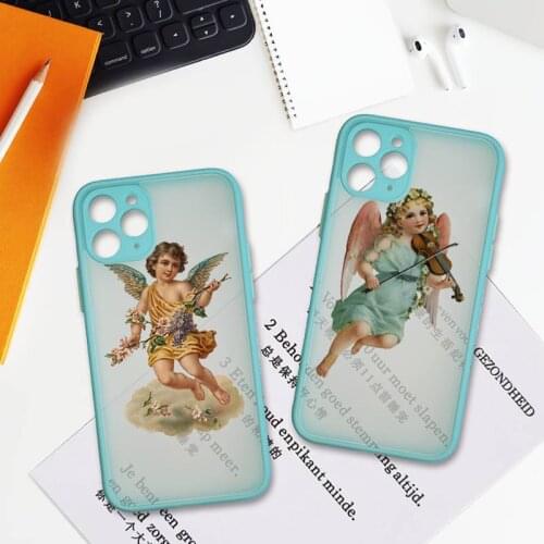 Renaissance angels baby Phone Case Bumper Shockproof Trasparent For iPhone 12 Mini 11 Pro Max XR X XS 7 8 Plus blue Cover