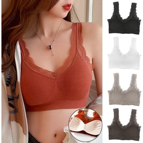Sexy Lace Bra Sports Vest Wireless Seamless Gather breathable comfortable Push Up Sleep Padded Active Bra Women Underwear Tank