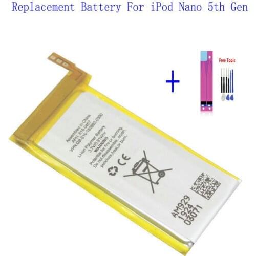 1 x Replacement 616-0467 Nano 5 Battery For Nano 5 Battery 3.7V For iPod Nano5 5G 5th 5Gen Generation MP3 + Repair Tools kit
