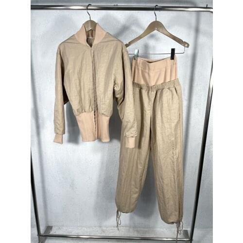 New ladies fashion 2021 suit jacket + high waist thread stitching wide leg trousers 2-piece set 1228