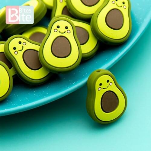 1/5PC Baby Teether Silicone Bead Avocado DIY Teething Necklace Pacifier Chain Food Grade Silicone Accessories Baby Products Gift